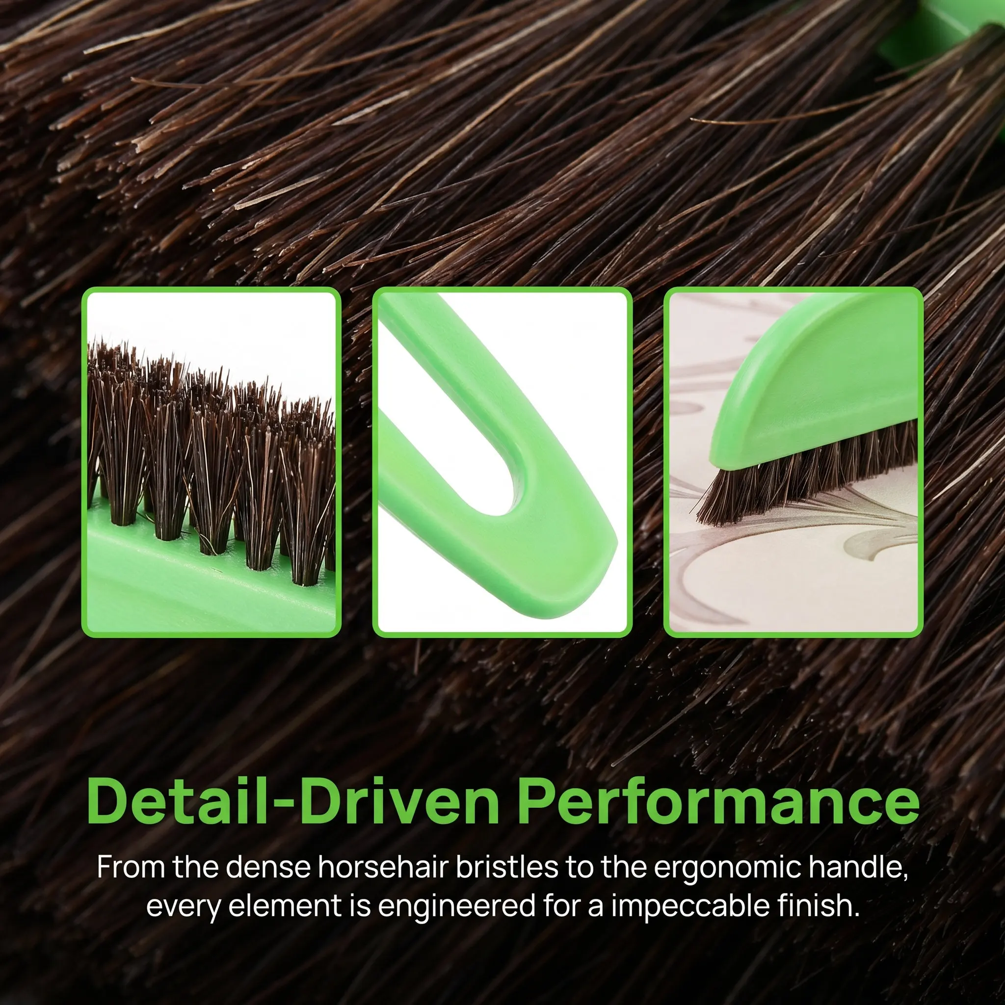 Professional Wallpaper Brush Heavy Duty Horse Hair Bristles Ergonomic Lightweight Handle for Wall Paper Smoothing and Trimming