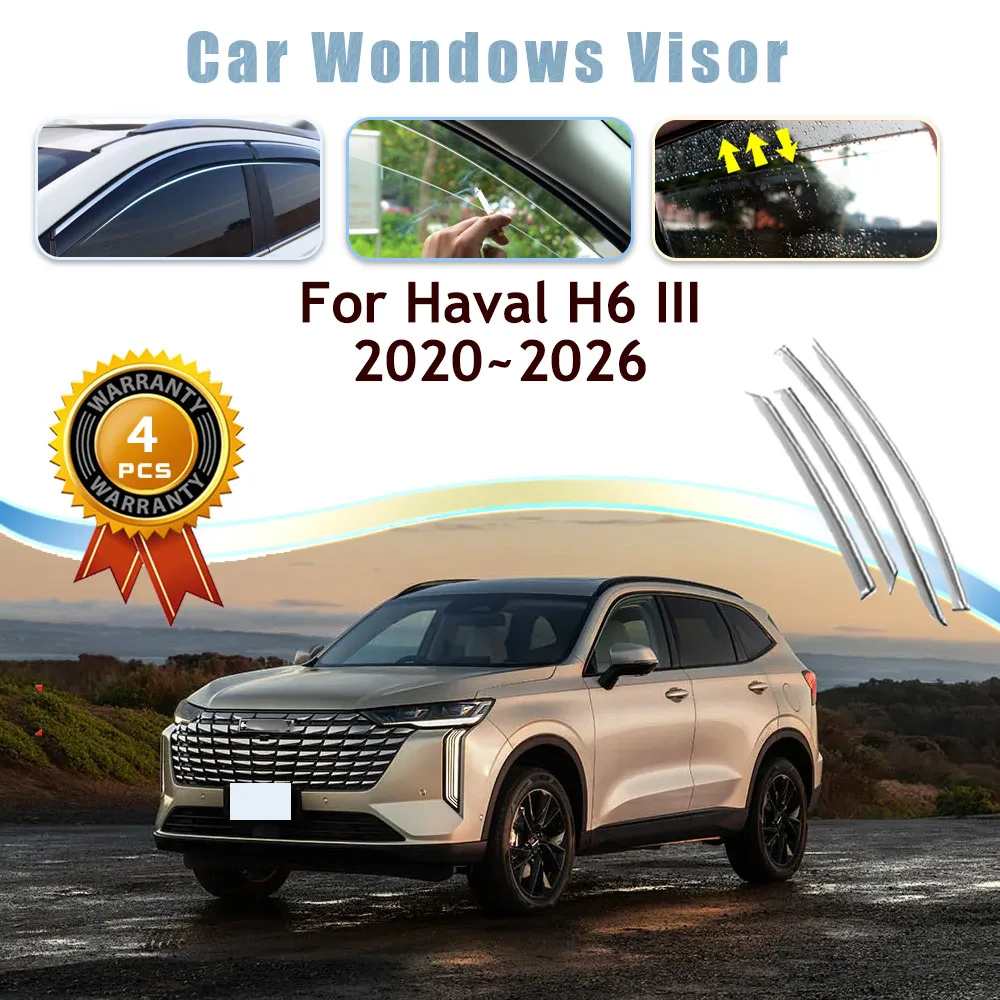 Car Window Visor For Great Wall Haval H6 III MK3 2020~2026 Car Length 4,653 mm Rain Guard Deflector Awning Cover Car Accessories