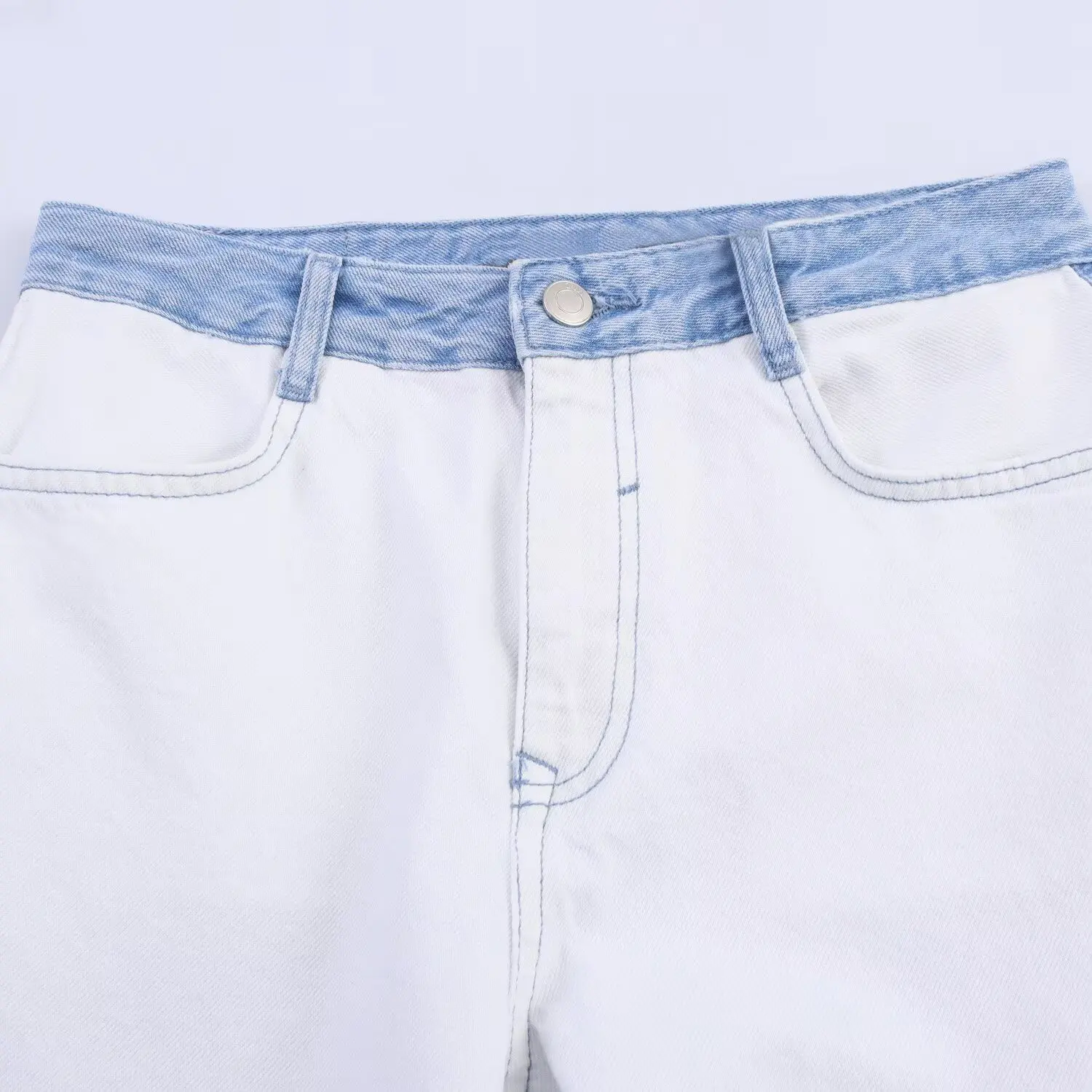 Chaqueta de manga larga con una hilera de botones para mujer, traje vaquero de retales, pantalones con botones de cintura alta, conjunto de dos piezas de mezclilla para primavera y otoño