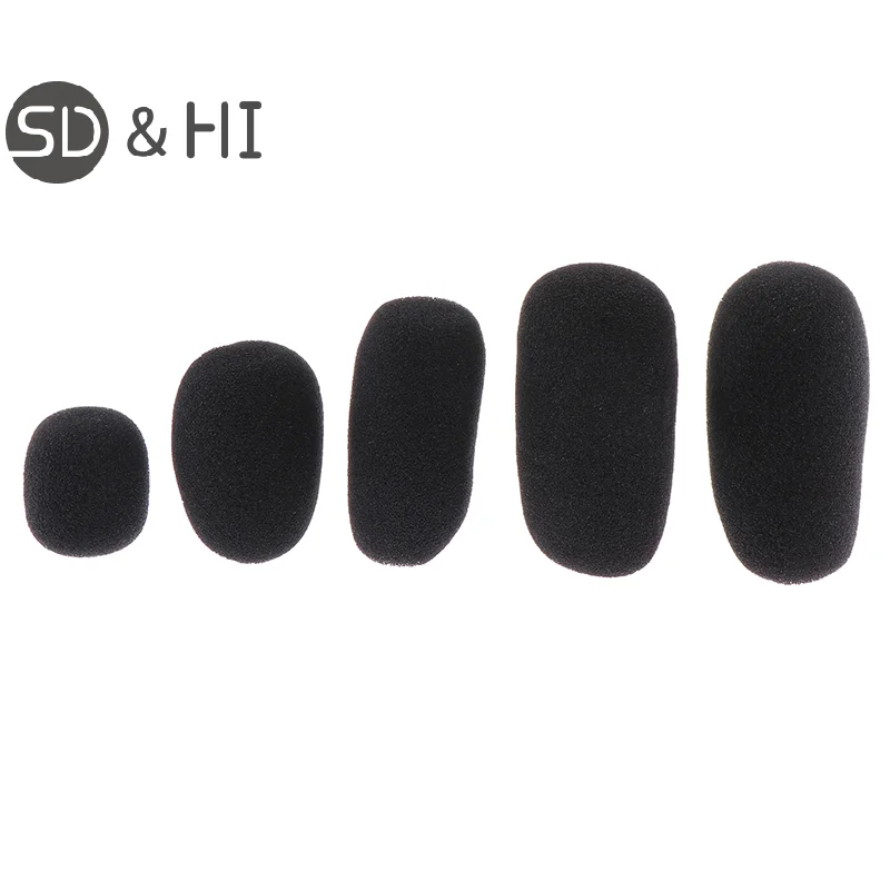 5PCS Foam Earphone Mic Cover Microphone Windscreen Headphone Sponge Black Microphone Dedicated Set Headset Replacement