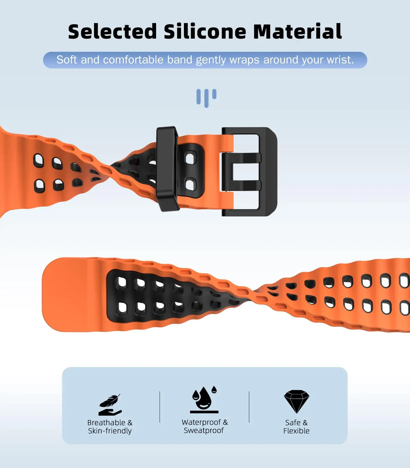 Silicone Strap For Apple iWatch series 10 9 8 7 6 SE Band For Apple Watch Ultra 2 49mm 46mm 45mm 44mm Bracelet Breathable Bands