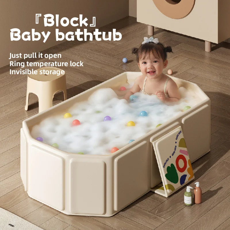 Baby Shower Basin, Large size, 0-5Year Old Children's Folding Bathtub, Baby Can Sit and Lie down, Newborn Integrated Bathtub