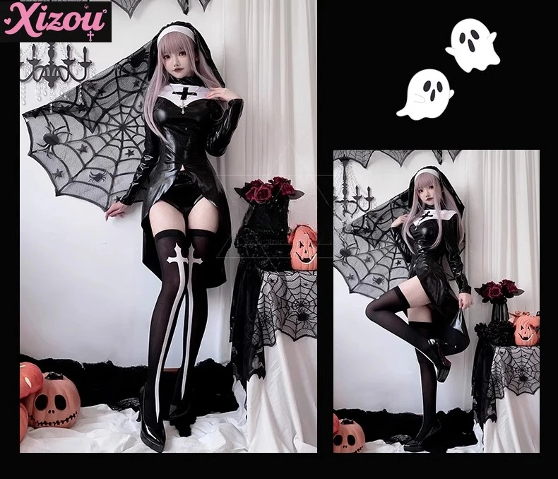

Новинка 2025 года, темный готический костюм для косплея на Хэллоуин, костюм монахини вампира, костюм для косплея для взрослых, супер красивая версия для тела, комплект Cheongsam