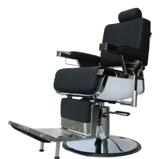 

@#2026 New Design Salon Furniture Black Pu Leather Wholesale Factory Custom Modern Professional Barber Chair