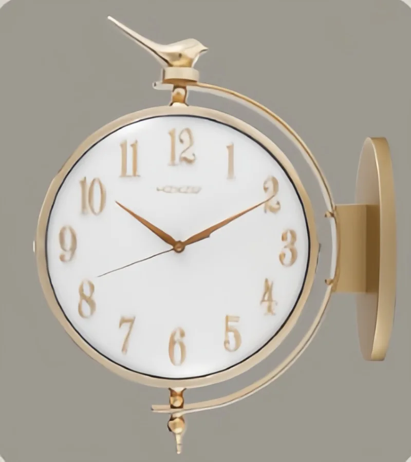 

Creative Nordic light luxury bird deer double-sided wall clock fashion office hotel home living room
