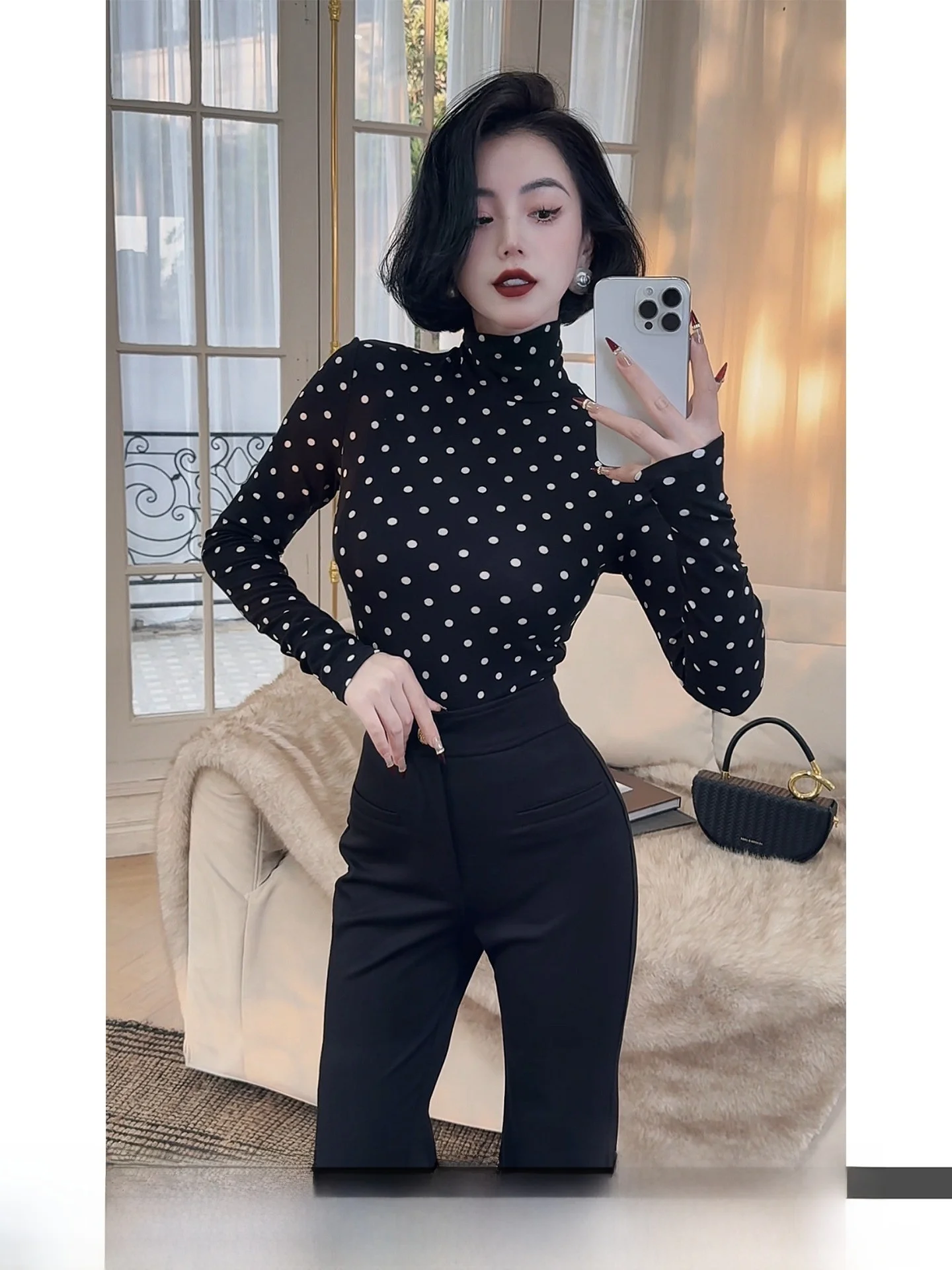 

Романтическое трикотажное платье-комбинация в горошек с эффектом утягивания, длинное, с высокой талией, для женщин