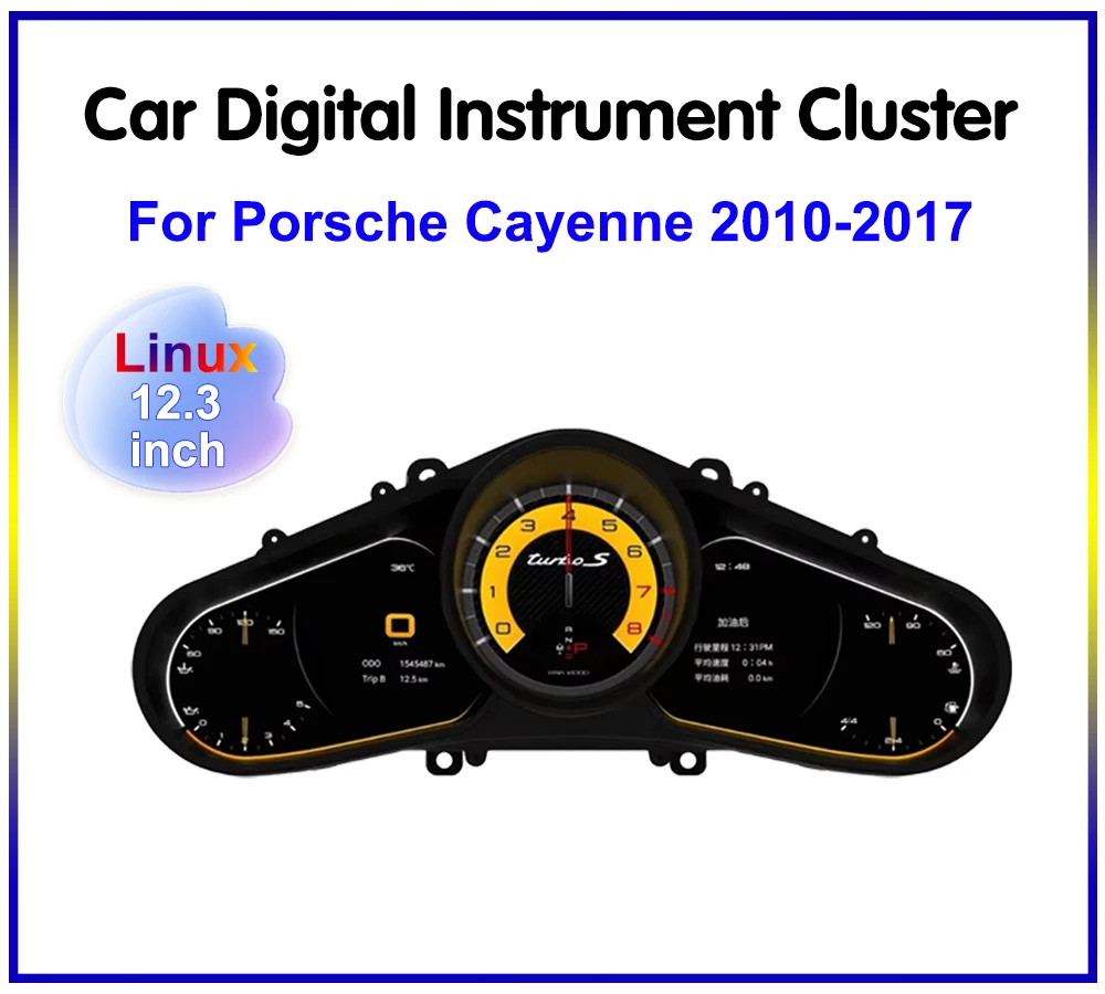 Krando 12.3'' Car LCD Dashboard Display Instrument Speedometer For Porsche Panamera 2010-2016 Car Digital Cluster CockPit