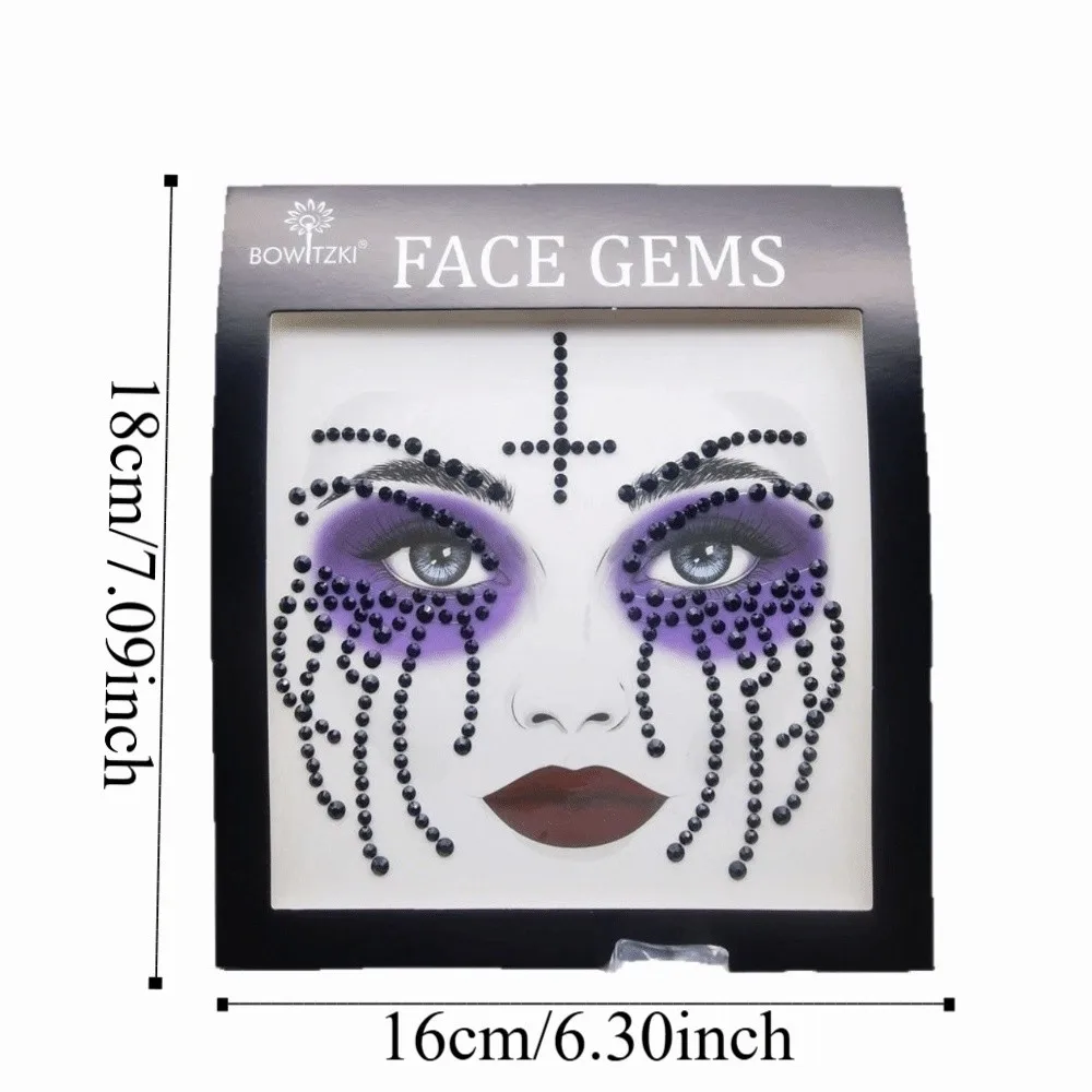 3D الراتنج الوجه حجر الراين ملصق لامعة مهرج ماكياج هالوين وهمية الوشم الملونة هالوين ديكور مجوهرات الوجه ملصق