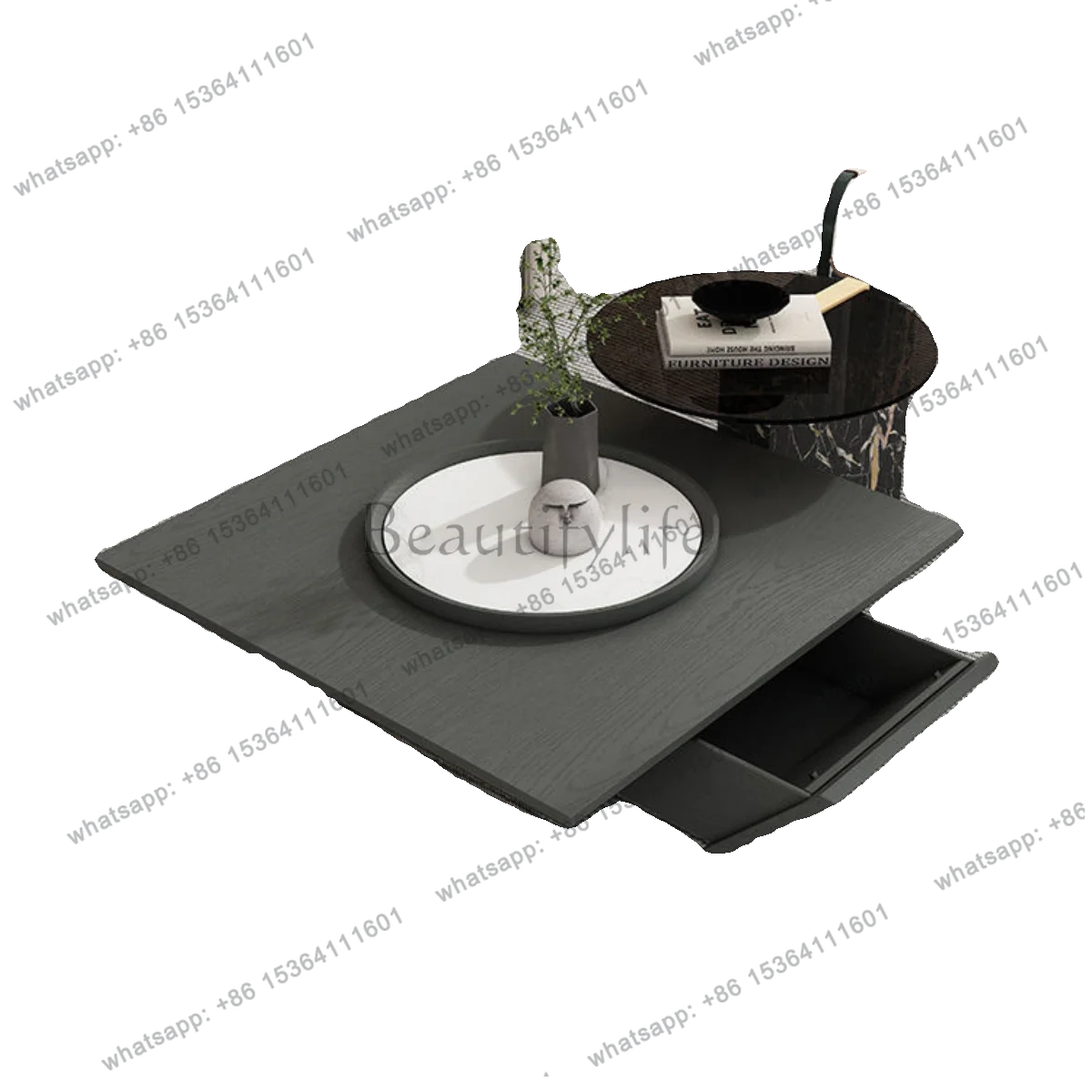 

Inverted triangular coffee table combination light luxury Italian living room home designer coffee table