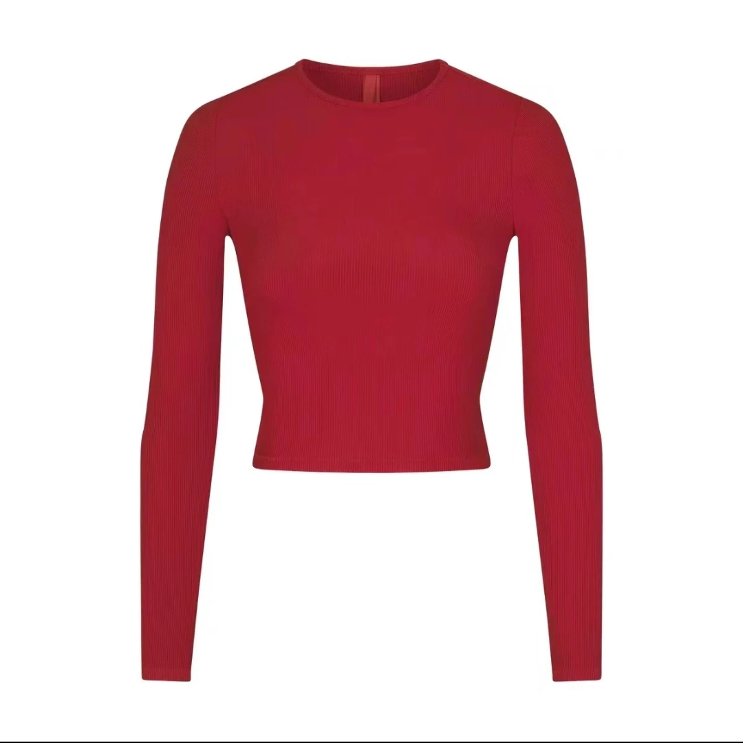 

Kardaian Modal Top Casual Sle Color Slim Fit Long Sve round Ne Moisture ng Ladies T-irt Autumn Season