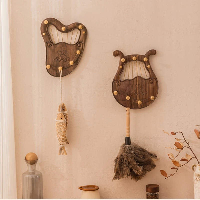 

Black Walnut Wall Hook New Chinese Style Entryway Wall Hanger Luxury Bag and Key Holder Wall-Mounted Hanging Rack