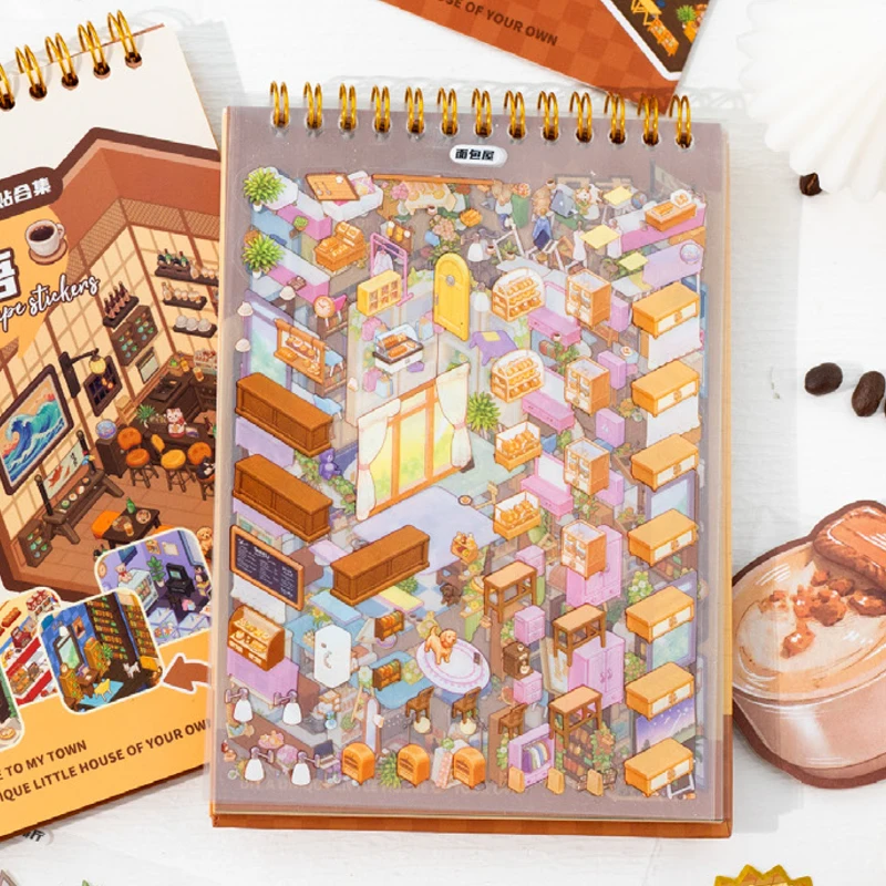 

Mr Paper, 1 Style Dream Town Story Series Landscape Sticker Book DIY Handbook Decorative Stickers