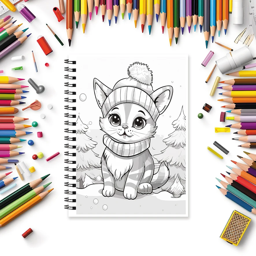 Holiday Animals Adult Coloring Book - 8.3x 11.2 Inch 32 Page Coloring Book - Helps Reduce Stress and Ease Emotions