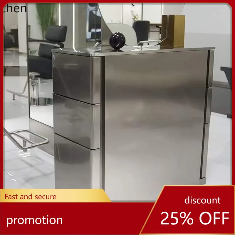 ZML Stainless Steel Tool Cabinet for Hair Salon, Three-Layer Storage Cabinet for Hairdressing Shop
