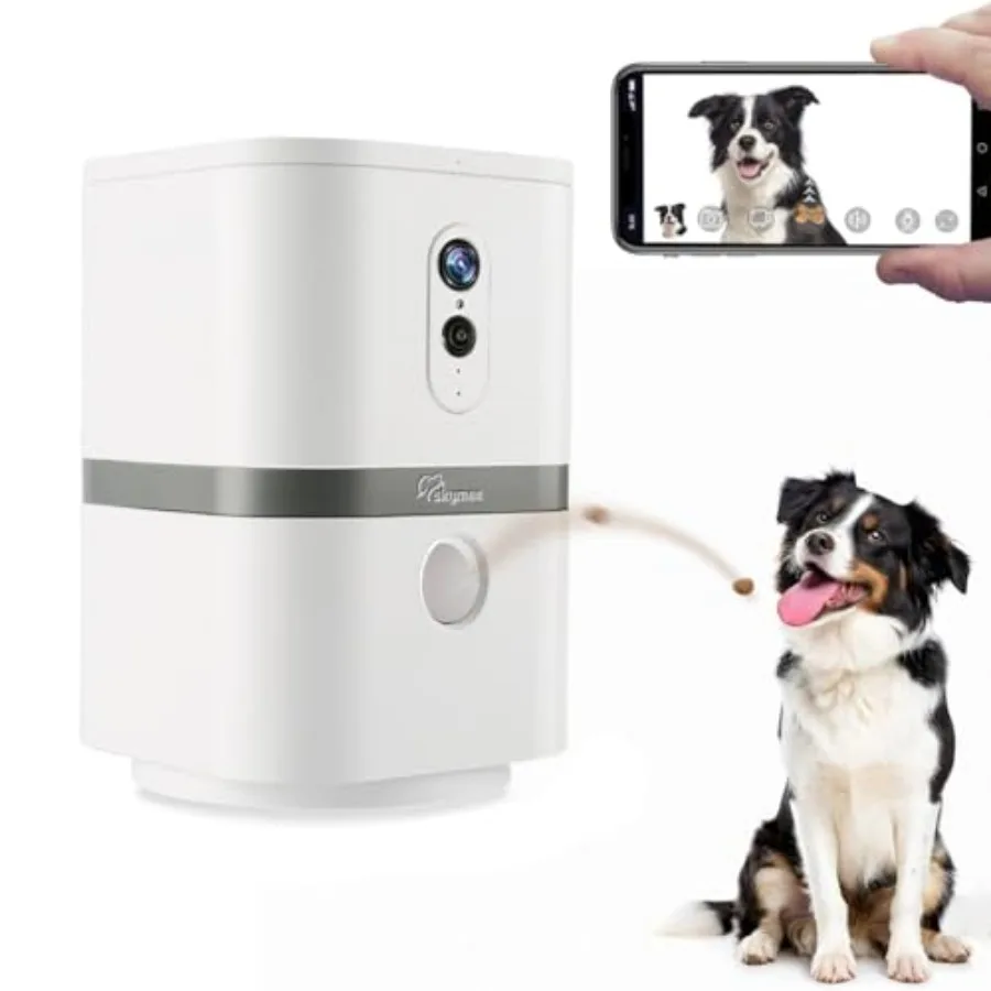 

Petalk AI II Dog Camera 5G WiFi Automatic Treat Dispenser with 180 Pan Full-Room View in Black for Pet Monitoring and Training