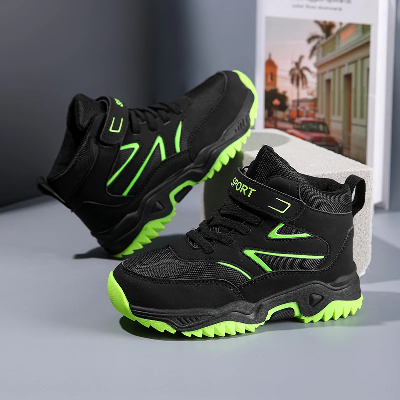 Kids breathable mesh high top sports boots with rugged non slip sole for outdoor walking training and all day daily wear YY-W20