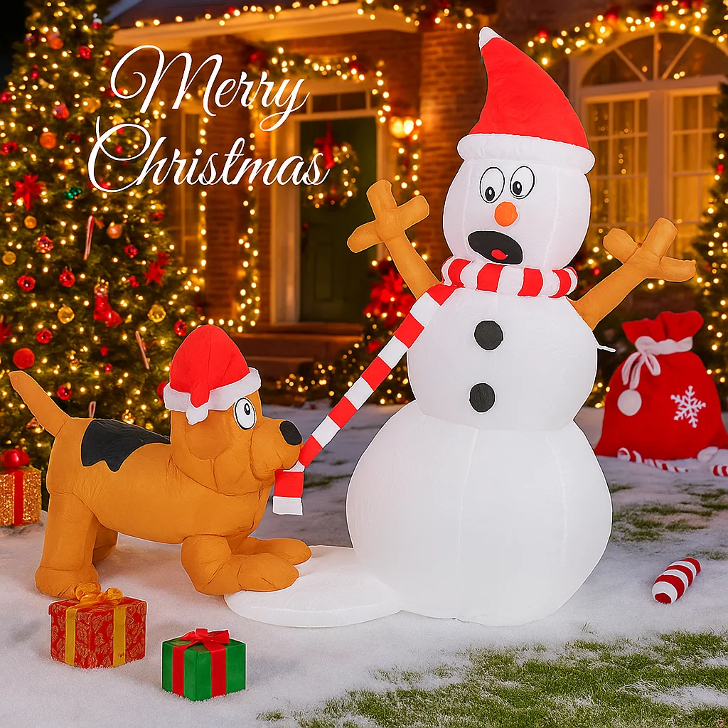 3.94ft brinquedos infláveis boneco de neve cão natal quintal gramado decoração de festa em casa com led iluminado suprimentos de natal ornamento presente festivo