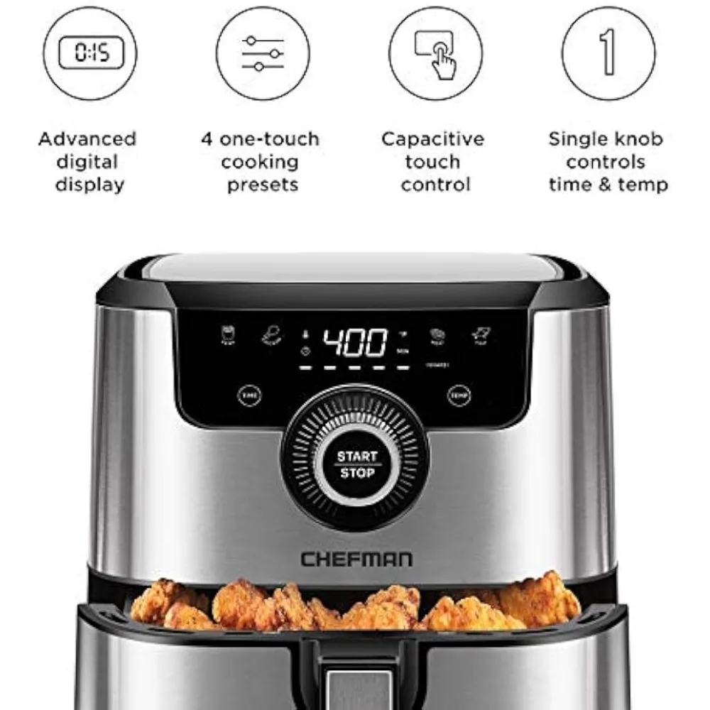 CHEFMAN-freidora de aire para cocina saludable, 4,5 Qt, fácil de usar y con doble Control de temperatura