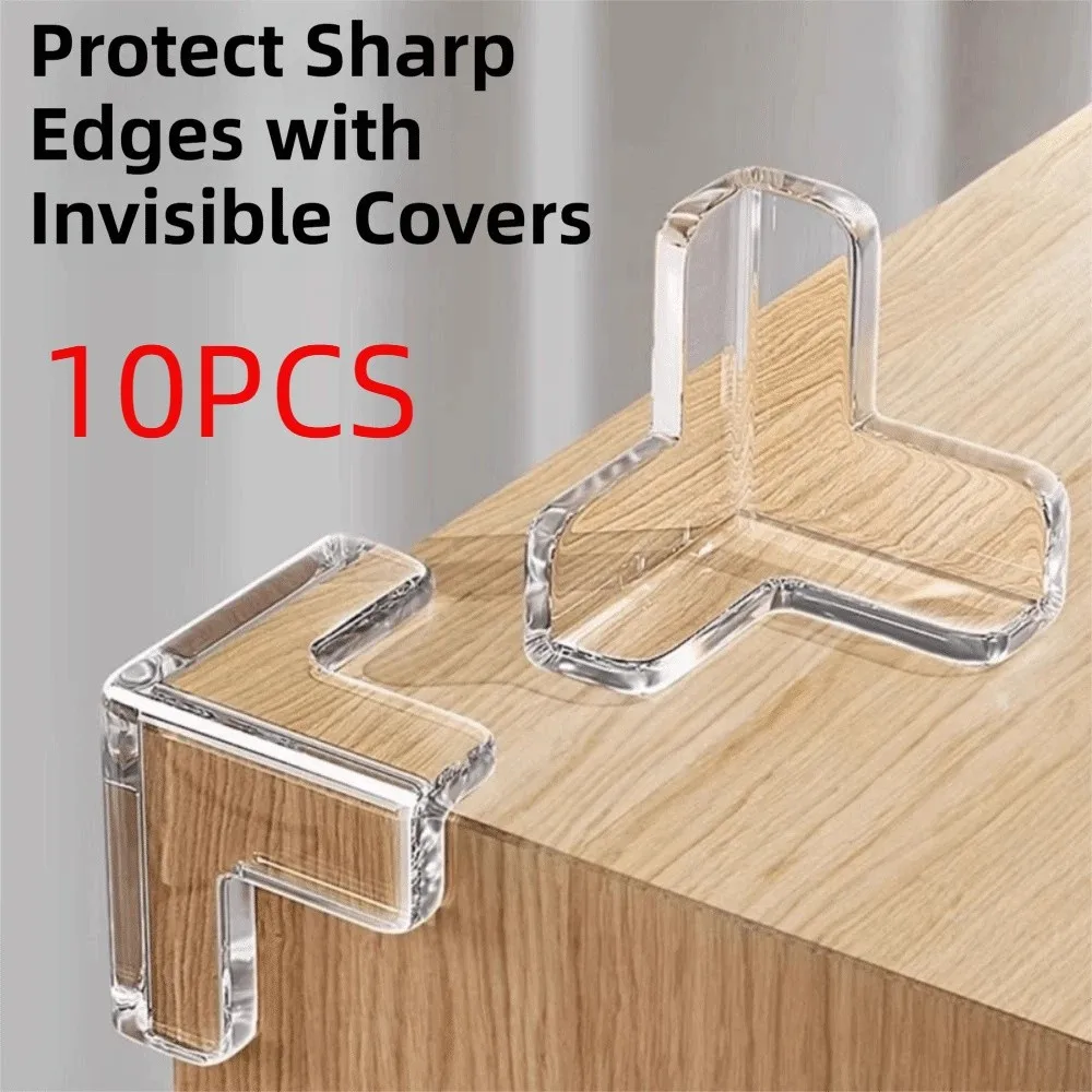 10Pcs Transparent Furniture Corner Guard Easy-to-Peel Tab Soft Corner Protectors No Odor Pre-Taped Adhesive Edges Safety Bumpers