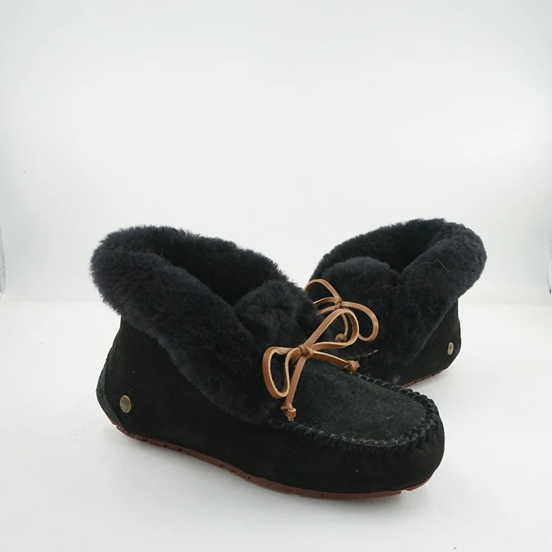 

Large Size Casual Winter Shoes Women Ankle Boots Classic Snow Boots Warm Wool Natural Fur Flat Winter Boots Non-slip Rubber