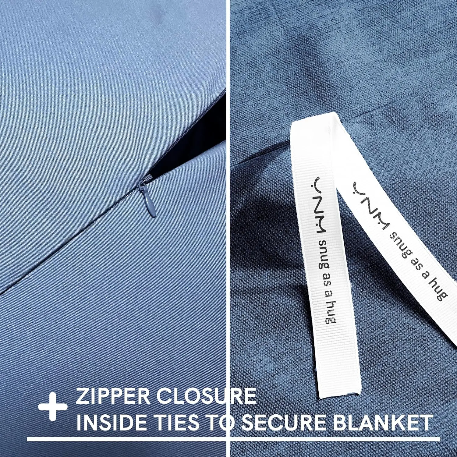 Capa de Edredom Refrescante para Cobertores Pesados com 16 Cordões, Azul Cinza, 60x80 Polegadas