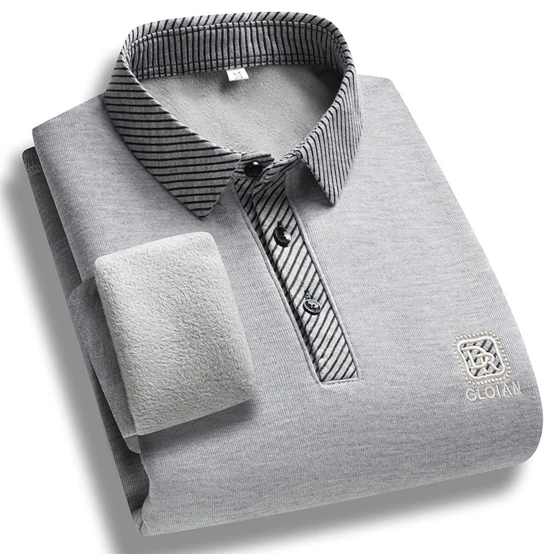 بلوفرات رجالية محبوكة برقبة بولو مبطنة قمصان بولو كاجوال سميكة قمصان بولو بقصة ضيقة بلوزة علوية كورية للرجال