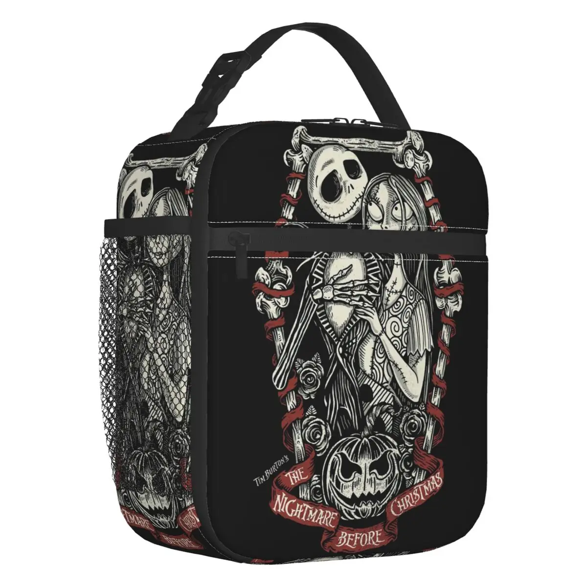 Custom The Nightmare Before Christmas Insulated Lunch Tote Bag for Women Jack Skellington Love Resuable Thermal Cooler Bento Box