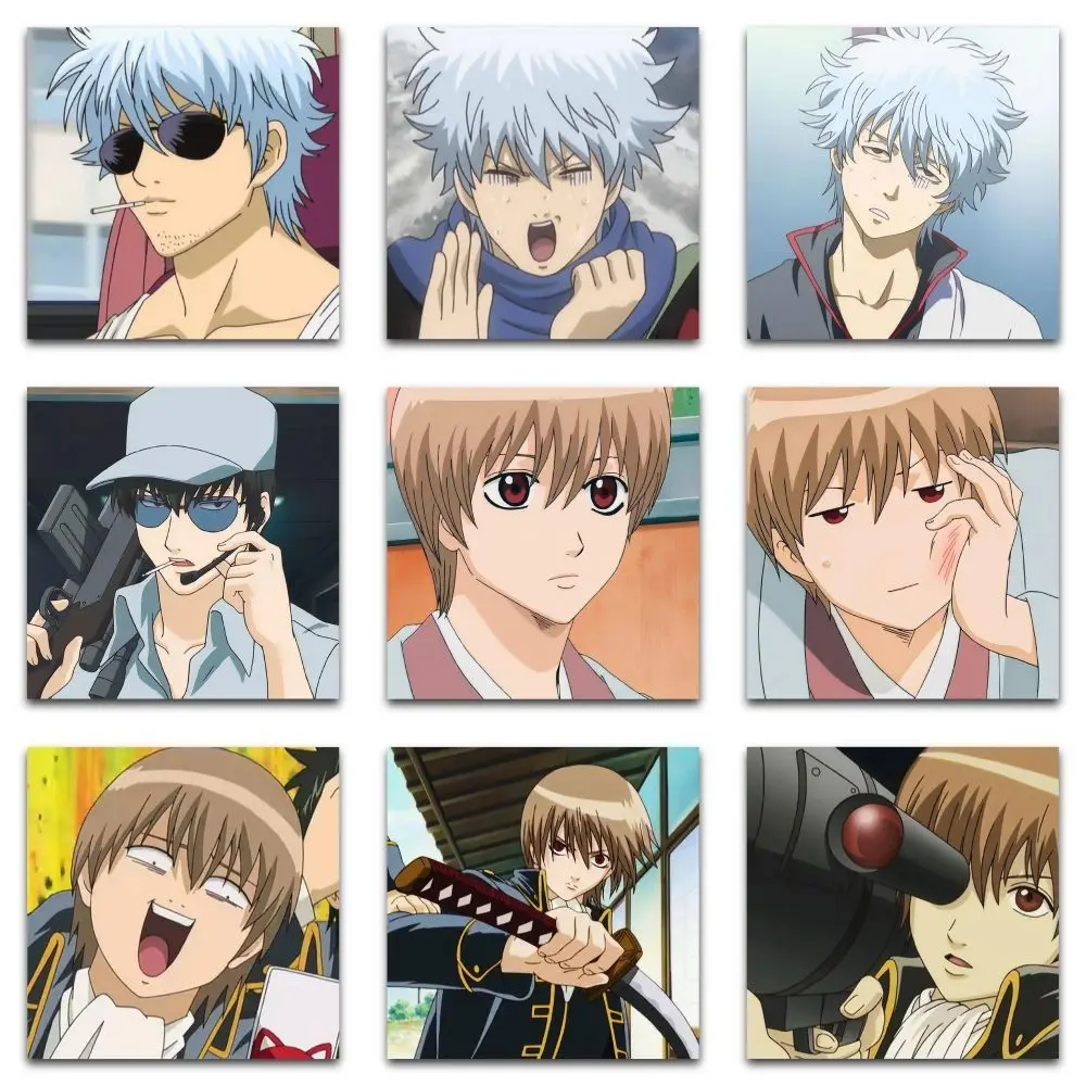 Фигурки аниме Gintama Gintoki Kagura Hijikat, набор из 59 предметов, версия Q, милые мультяшные наклейки для мобильных телефонов, детские подарочные игрушки