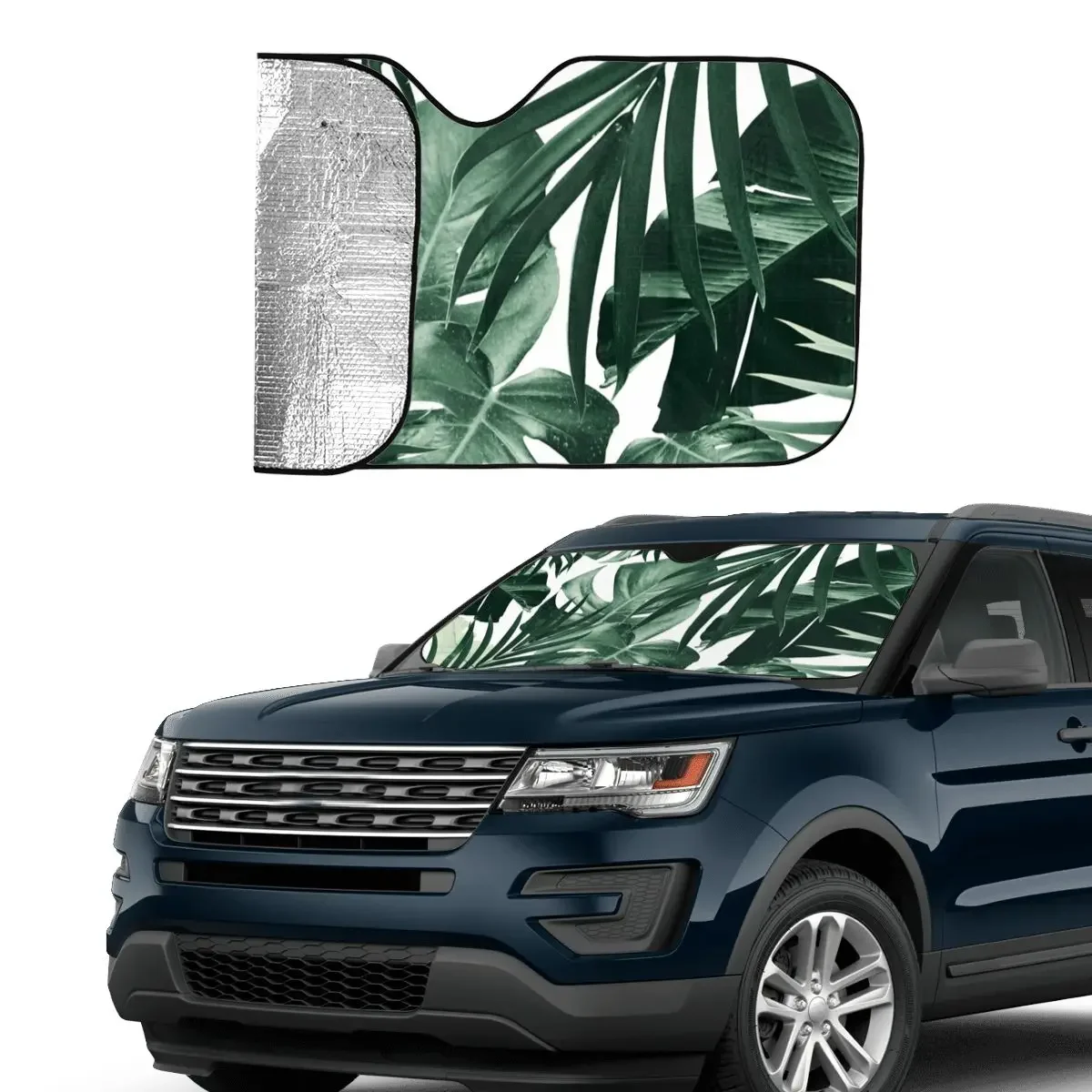 Leaf Leaves Funny Windshield Sunshade 70x130cm Jungle Tropical Green Plant Foils Car Sunshade Ice Shield Dust Protection