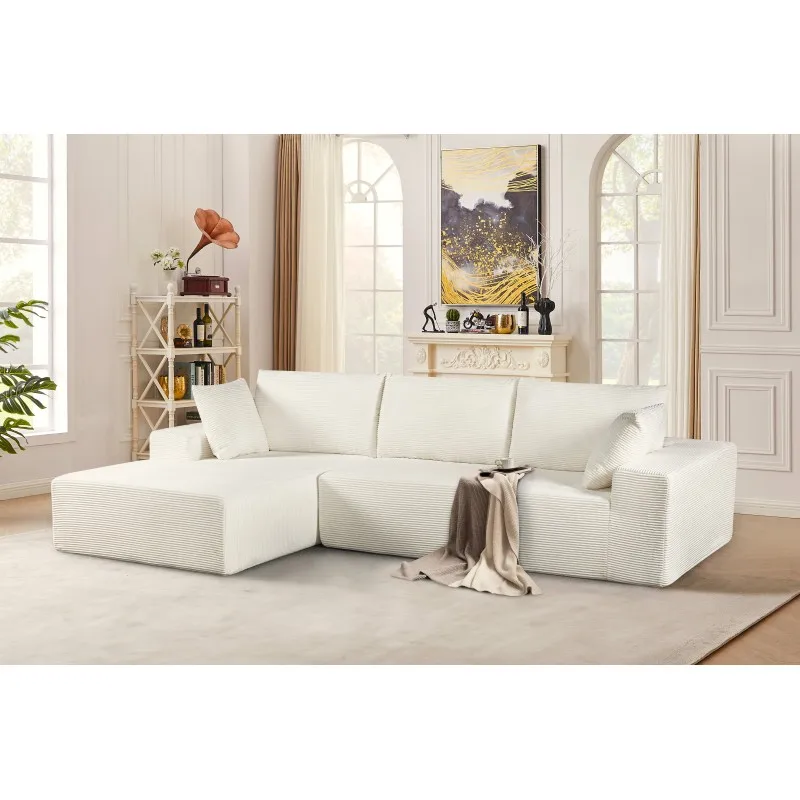CozyForm Convertible Sectional Sofa in Soft Corduroy, Modern Comfy Couch with Full Foam Cushioning, Cozy Sleeper Sectional for L