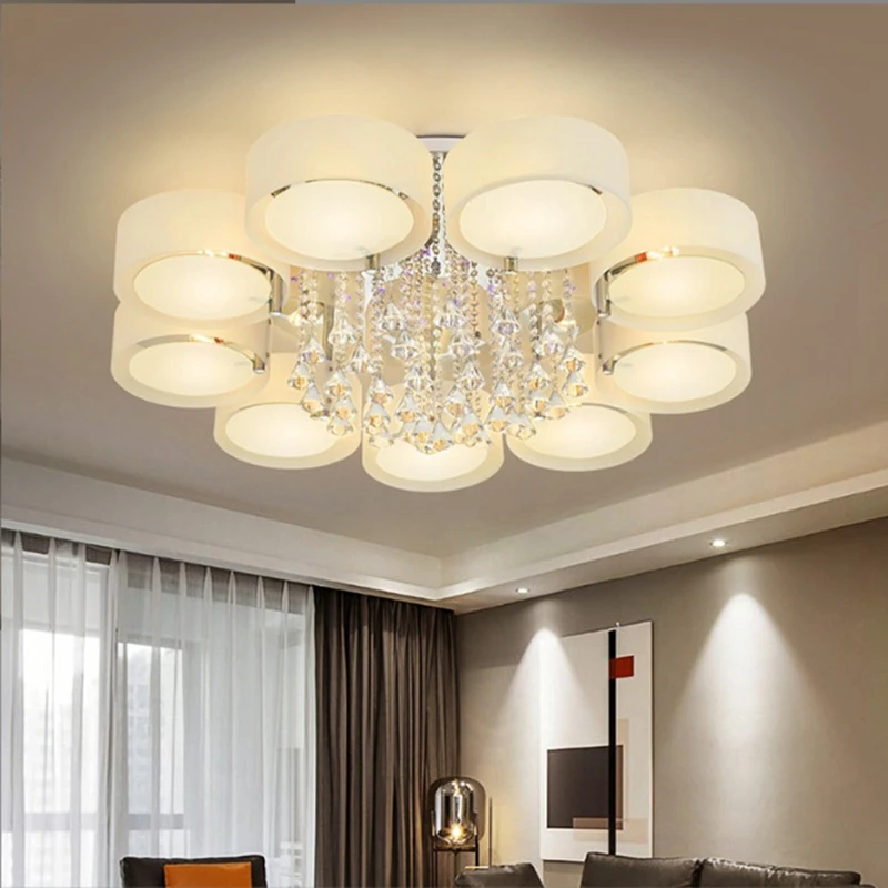 Crystal Ceiling Lamp Modern Living Room Deluxe Bedroom Study Chandelier LED Intelligent Restaurant Indoor Decoration Lamps