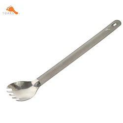 TOAKS SLV-14 Titanium Long Handle Spork with Polished Bowl Outdoor Picnic and Household Dual-Use Tableware Spoon 220mm 19g