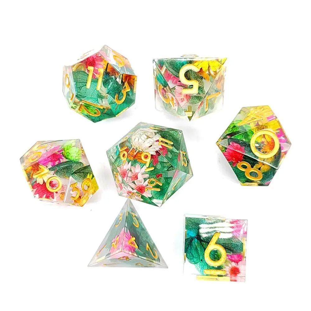 7PCS Tarot Crystal Resin Dragon Eye Dice Party Toys Board Game Halloween Longan Dice Home Ornaments Game Dices Party