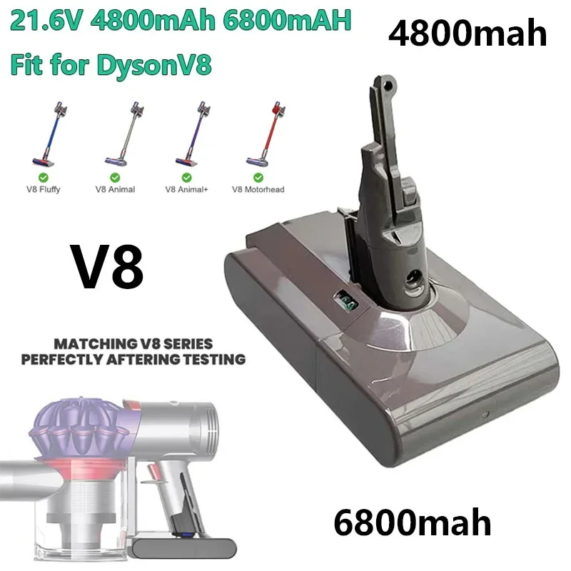 

Аккумулятор для пылесоса Dyson V8, 4800/6800 мАч, 21,6 в