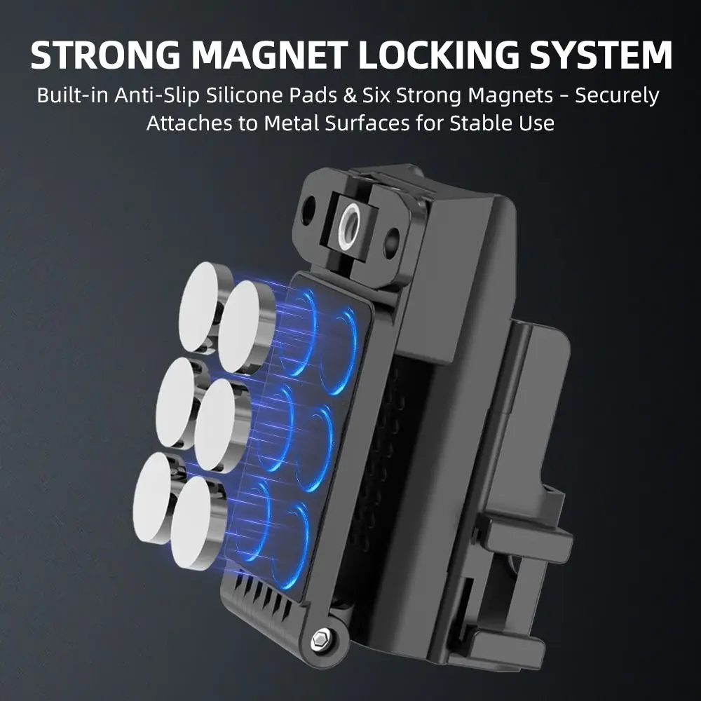 Adjustable Magnetic Mount Dual-Claw Connector Foldable Desktop Base Bracket with Cold Shoe Mount for DJI Osmo Pocket 3