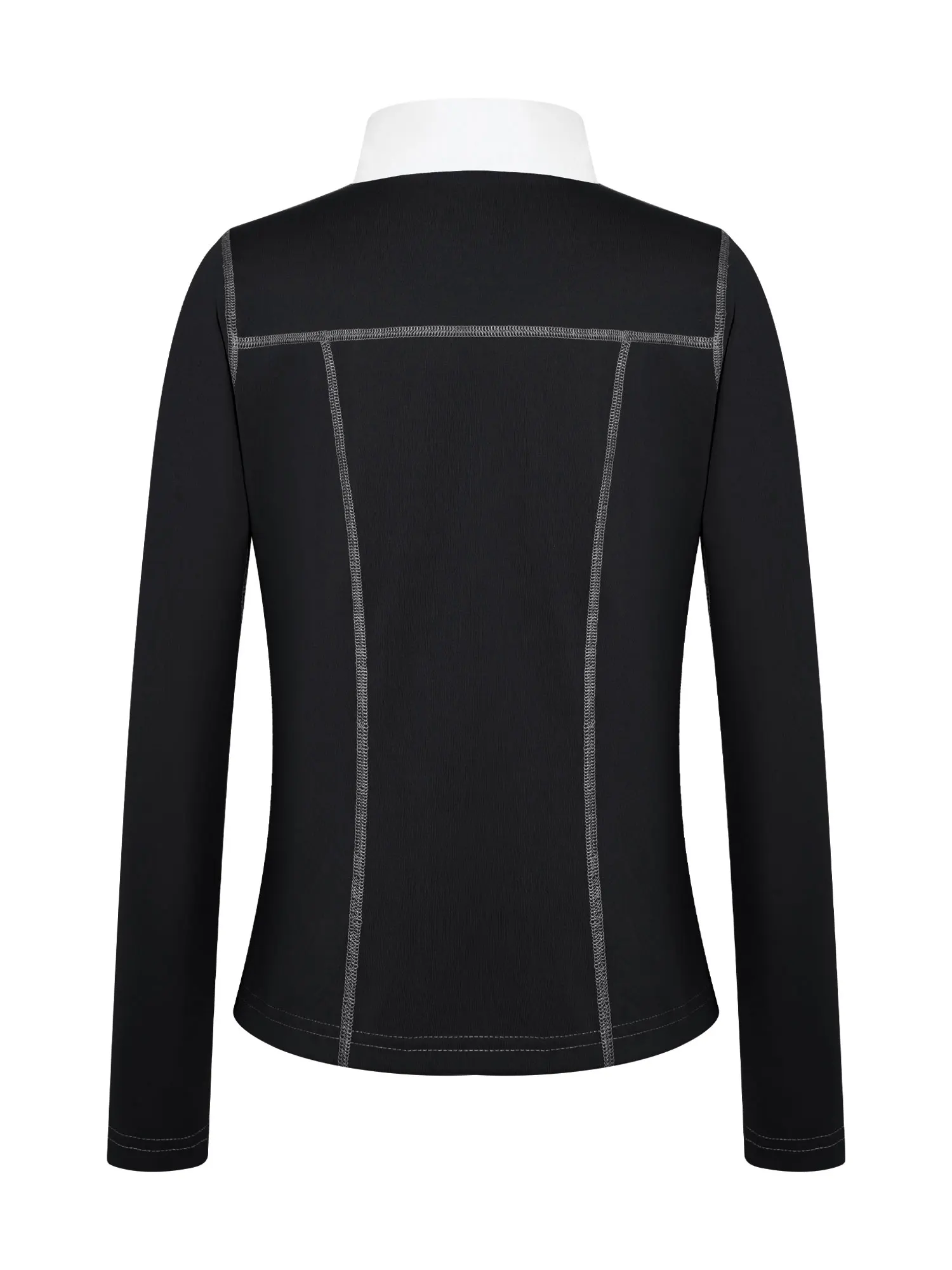 Kids Girls Long Sleeve Equestrian Show Shirt Contrasting Stand Collar Horse Riding T-shirt Quick-dry Athletic Sweatshirt