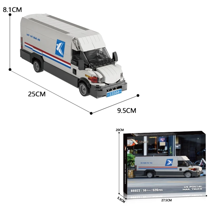 Postwagen Bouwstenen Stad Mail Transportvoertuig Model Bouwstenen Decoratie Creatief Speelgoed Kindercadeau 526pcs