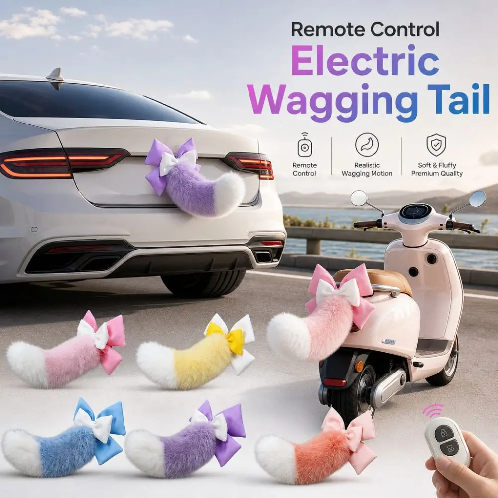 

Fluffy Remote Control Electric Bicycle Tail Rechargeable Versatile Car Electric Wagging Tail Realistic Self-adhesive