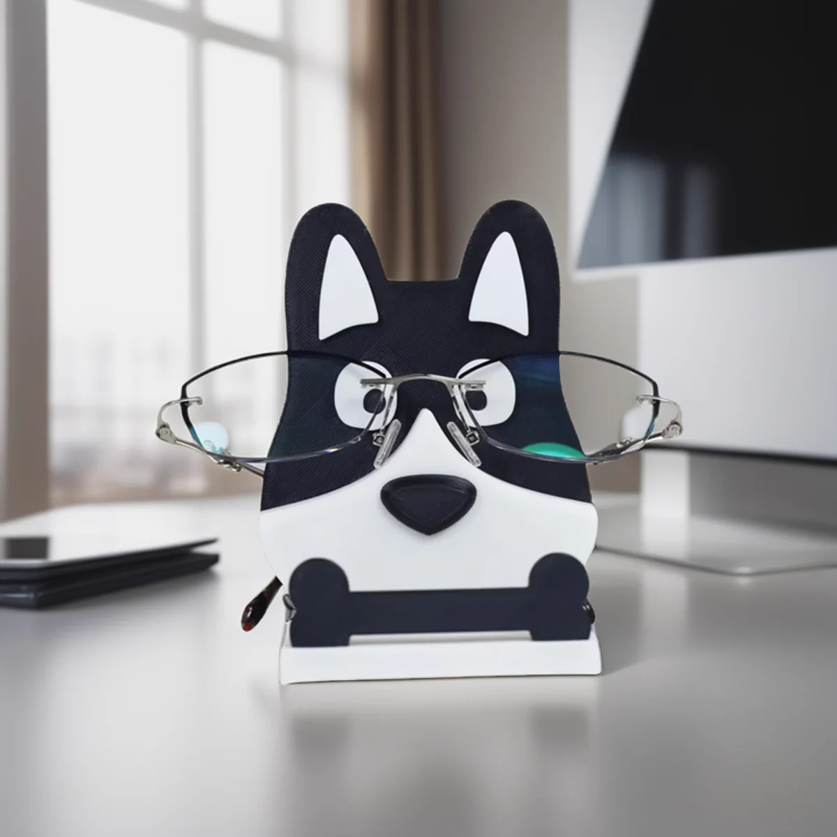 1 Piece Of Mobile Phone Holder Eyeglass Holder Cute Little Dog And Bone Creative Multifunctional And Charming Desktop Decoration