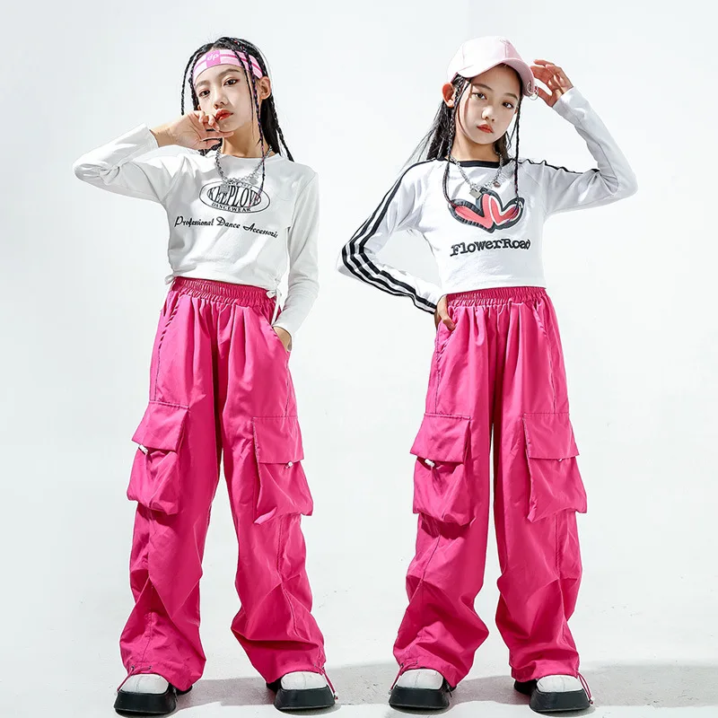 Jazz Dance Children's Trendy Autumn Street Dance Hiphop Training Dress Girl Model Naked Navel Walking Show Performance Dress