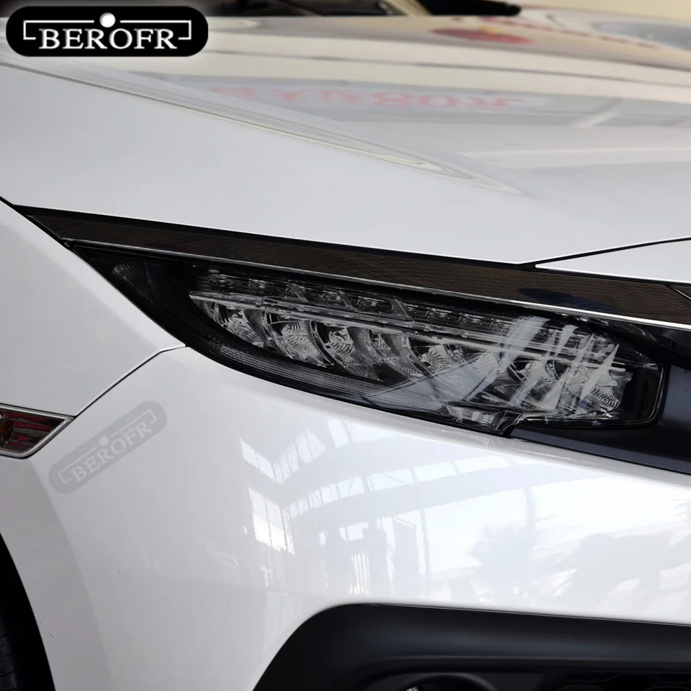 For Honda Civic 10th 2016-2021 19 2020 TPU Car Headlight Film Protective Sticker Lamp Hoods Transparent Smoke Black Accessories