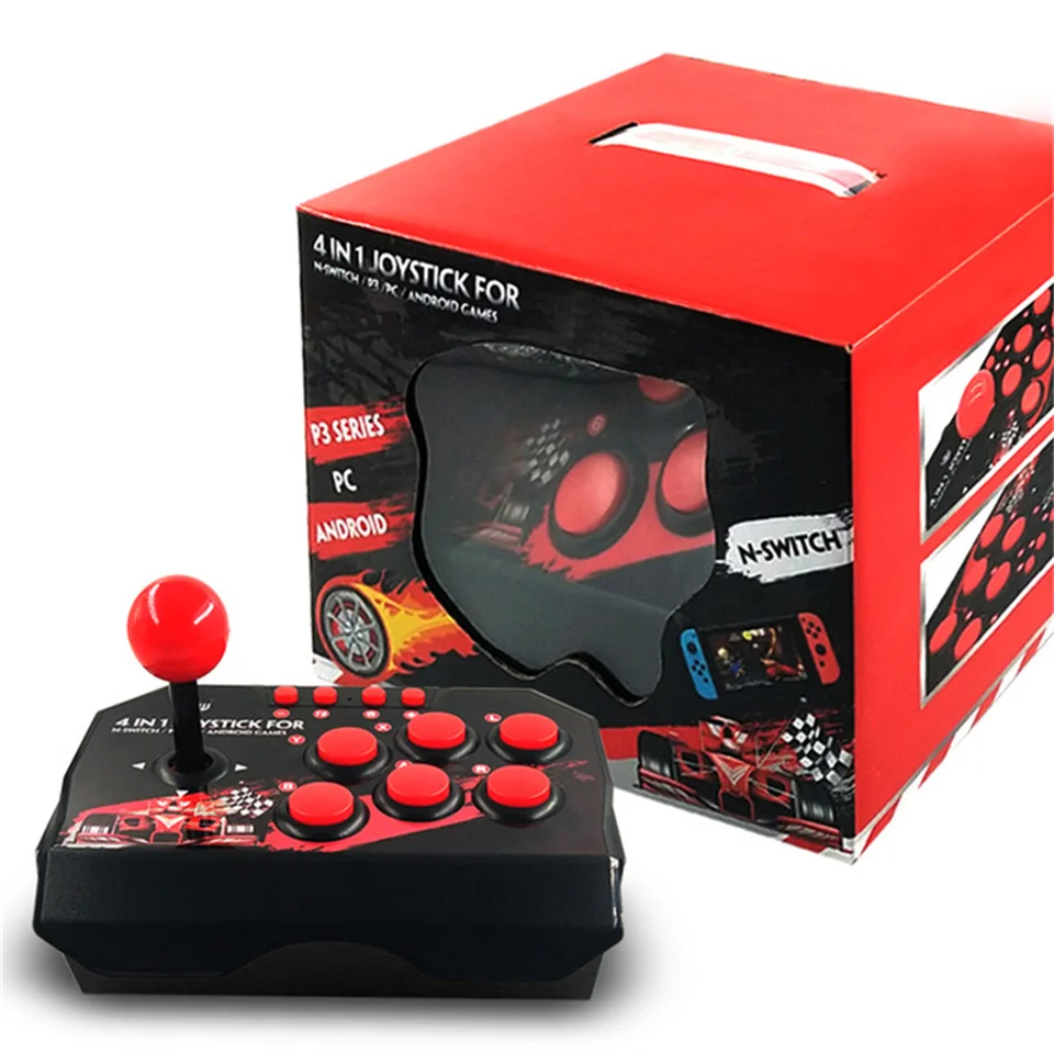 Joystick de juego 4 en 1 con Cable USB de 3M, consola de juegos TURBO, estación Arcade basculante para Nintendo Switch, Android, TV, PS3, PC