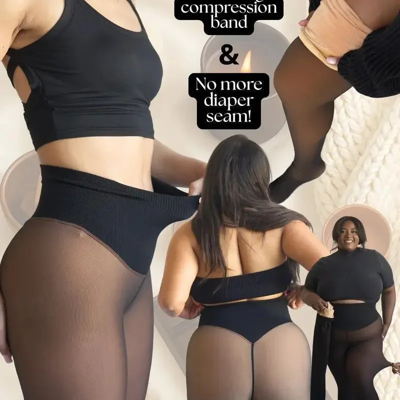 Fleece Lined Tights for Women High Waist Compression Shapewear Pantyhose Warm Thermal Leggings Sexy Comfortable Winter Hosiery