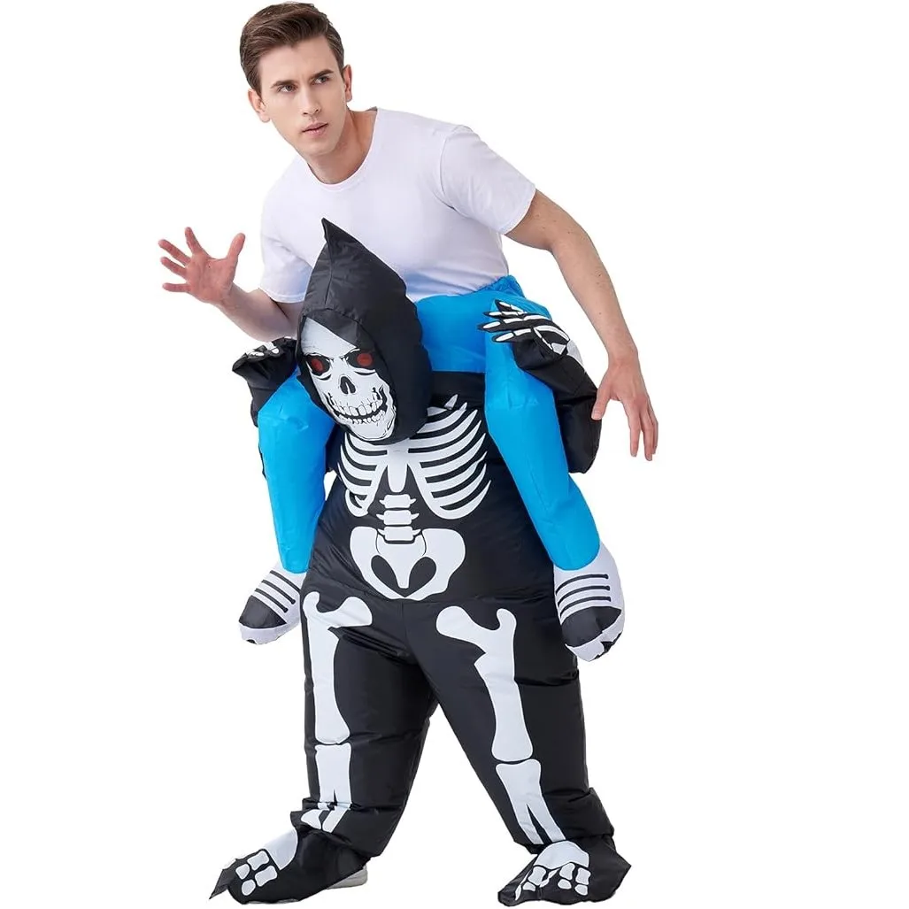 

Adult Halloween Costume Skeleton Riding Inflatable Suit Funny Prop For Queuing Performance