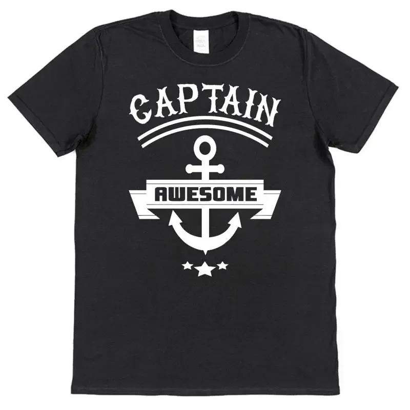 Captain Awesome Cotton T Shirt Funny Dad Present Sailor Boast Yacht