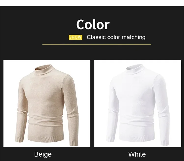Herbst männer Hälfte Rollkragenpullover Einfarbig Grundlegenden Stil Casual Mode Strickwaren Slim Fit Hohe Elastische Männliche Warme Pullover – Detail 6