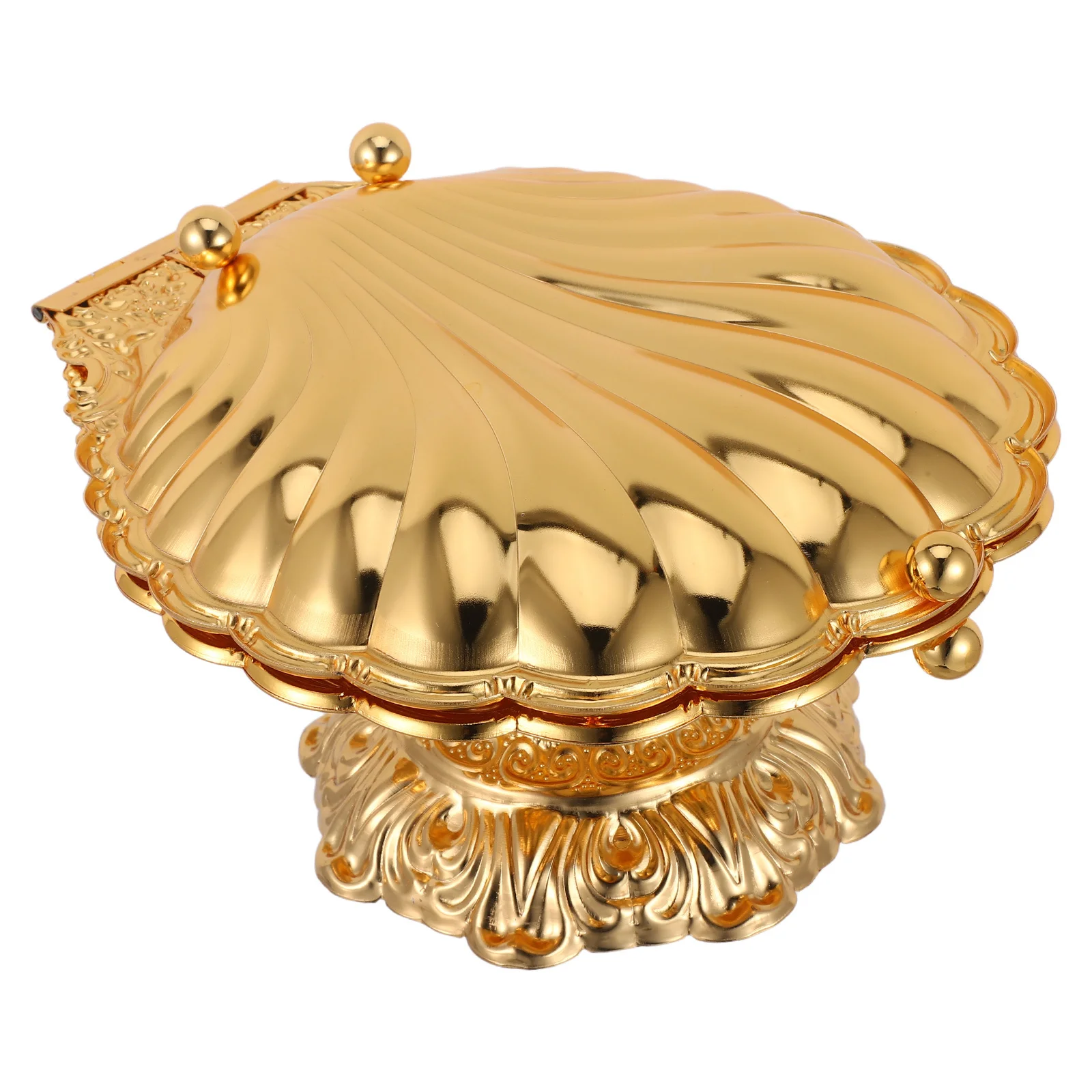 

1pcs Gold Shell Shaped Fruit Bowl Pedestal Serving Dish For Kitchen Counter Snack Tray Table Centerpiece Zinc Alloy Storage