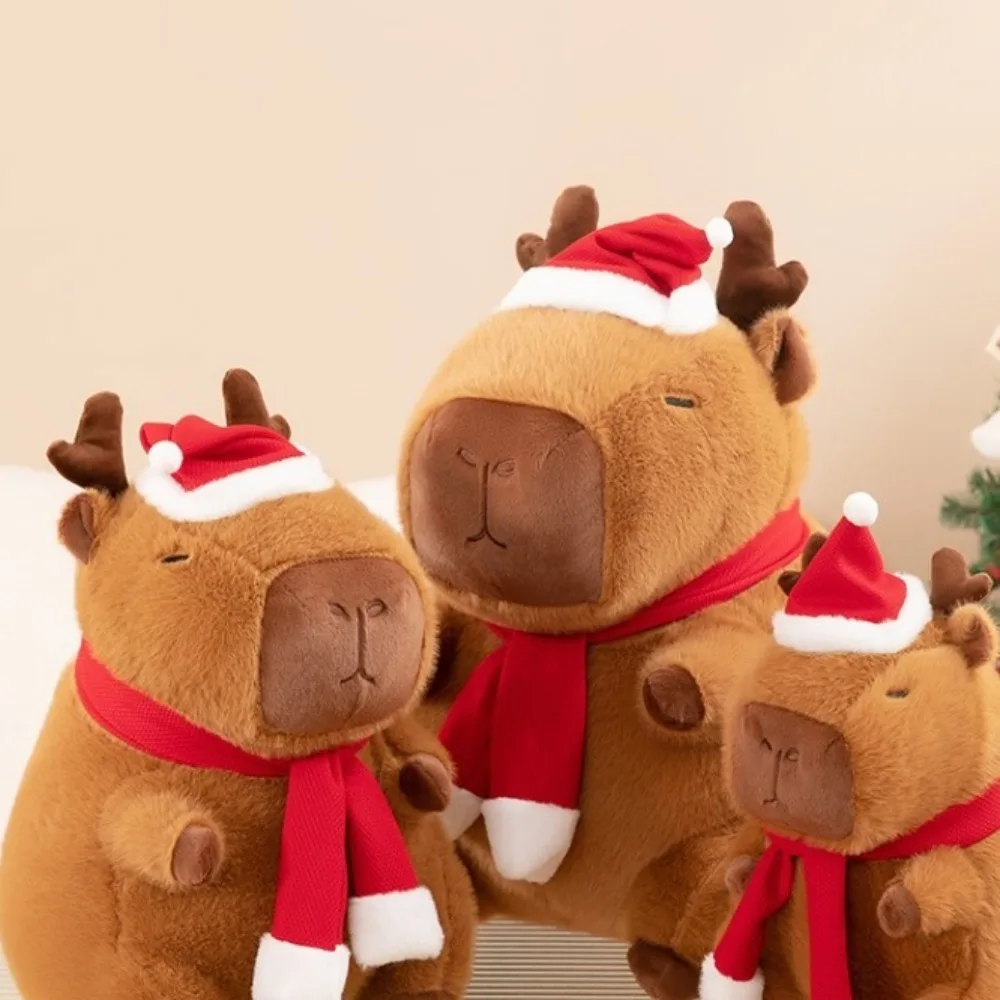 Kawaii Dress Up Natale Capibara Peluche Cartoon Simulazione Capibara Peluche Soffice Morbido Capibara Fluffy Doll Giocattolo Di Natale