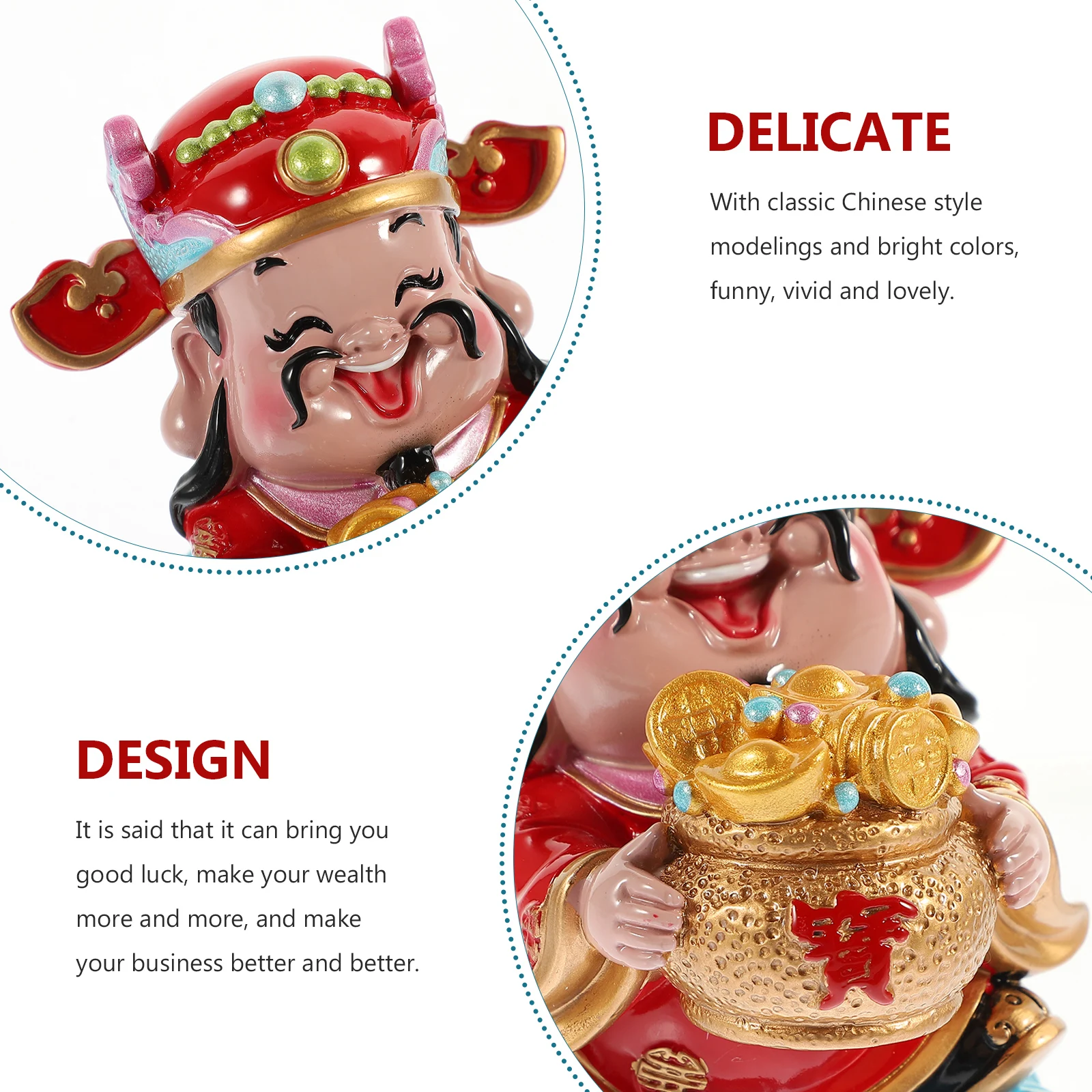 

3D Resin Fortune God Wealth Blessing Statue Desktop Home Office Decoration Living Room Ornament God Of Wealth Statues House
