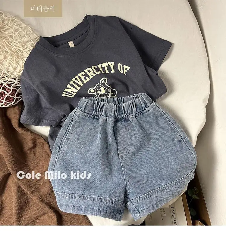 Fashion T-shirt Baby Unisex Clothing Boy Sports Casual Tees Outdoor Wear Summer New Trendy Tops Baby Letter Printing T 3-14Y